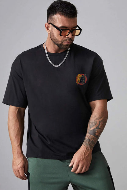Robotic Bear Print Loose Drop Shoulder Men's T-shirt