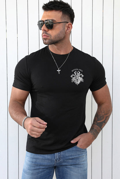 Crew Neck Slogan Letter Print Men's Graphic Tee