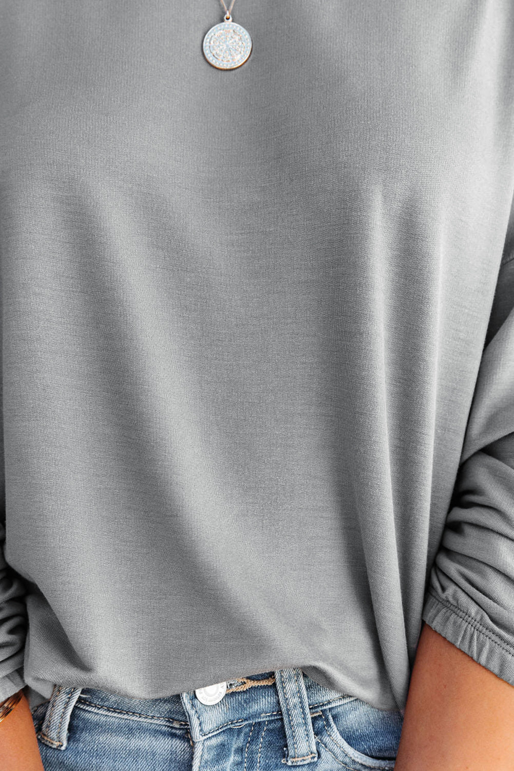 Loose Fit Wide Neck Batwing Sleeves Top