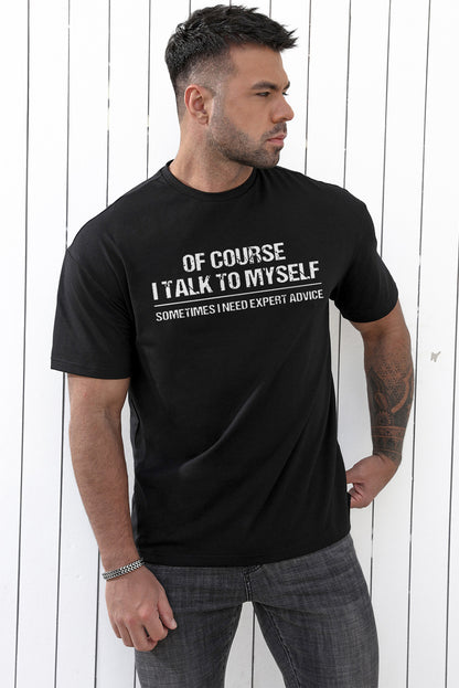 CRAYONS Letter Print O-neck Short Sleeve Men's T Shirt