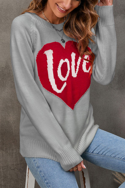 Love Heart Graphic Pattern Knit Sweater
