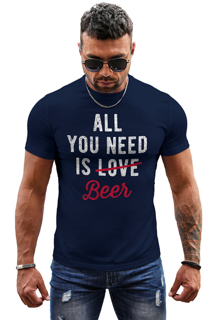NEW YORK Letter Print Short Sleeve Men's T-shirt