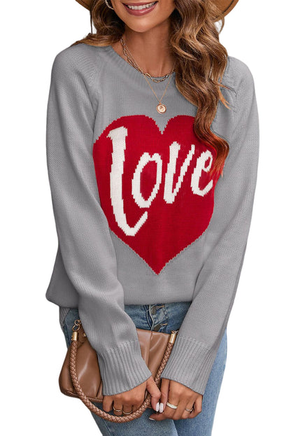 Love Heart Graphic Pattern Knit Sweater