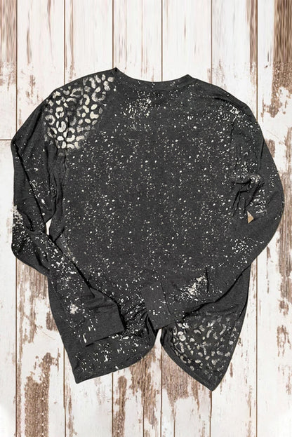 Retro Bleached Leopard Spot Pullover
