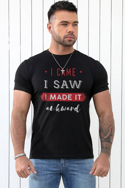 Crew Neck Slogan Letter Print Men's Graphic Tee