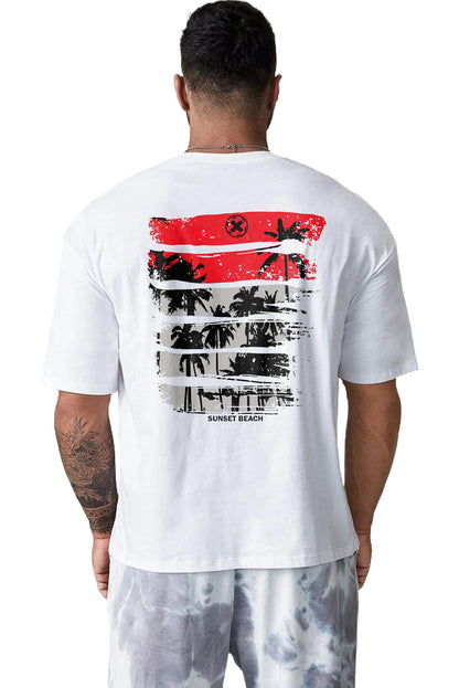 Robotic Bear Print Loose Drop Shoulder Men's T-shirt