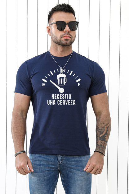Crew Neck Slogan Letter Print Men's Graphic Tee