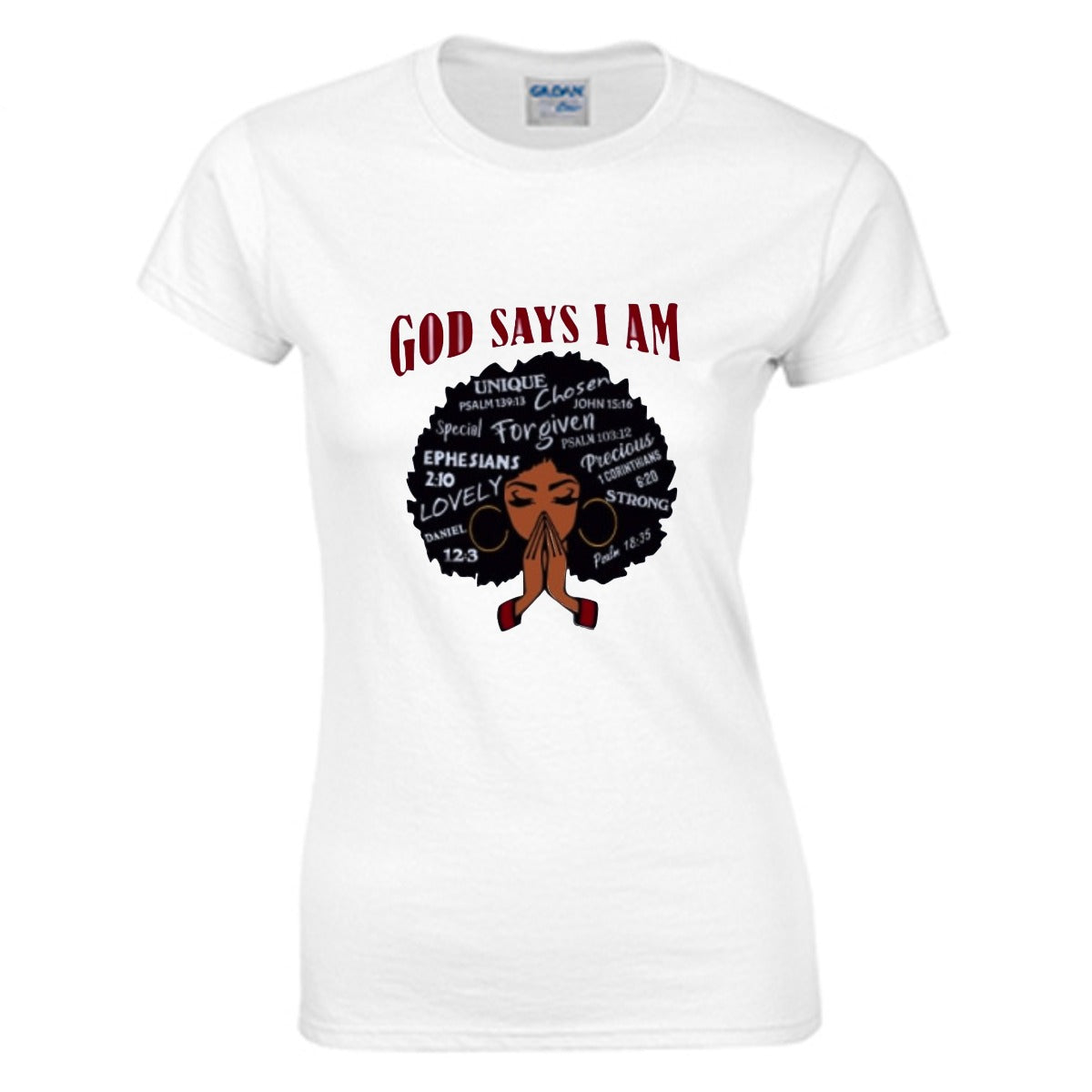 God Says I AM Women's O-neck T-shirt | Gildan 180GSM Cotton (DTG)