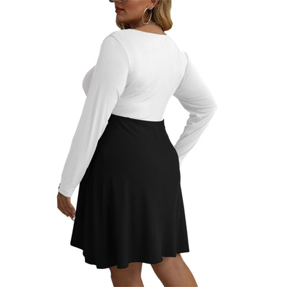 Women's V-neck Long Sleeve Dress(Plus Size)