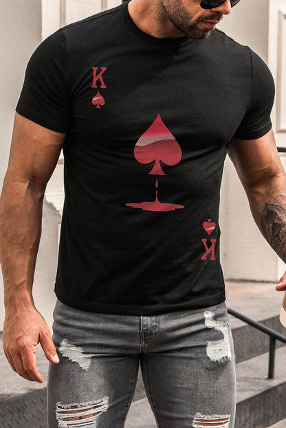 Men's Playing Cards Print Short Sleeve Graphic T-shirt