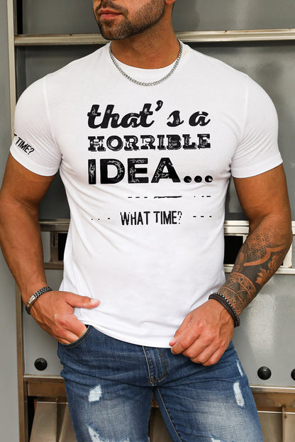 Letter Print Sheath Short Sleeve Men's T Shirt