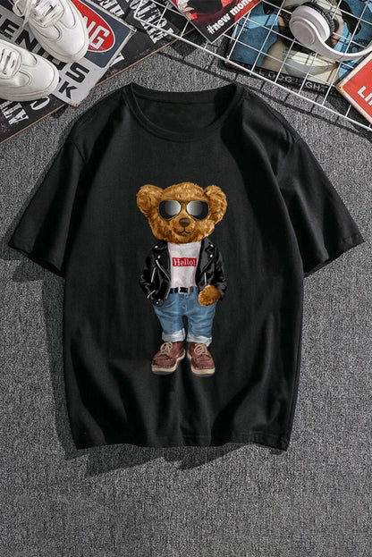Robotic Bear Print Loose Drop Shoulder Men's T-shirt