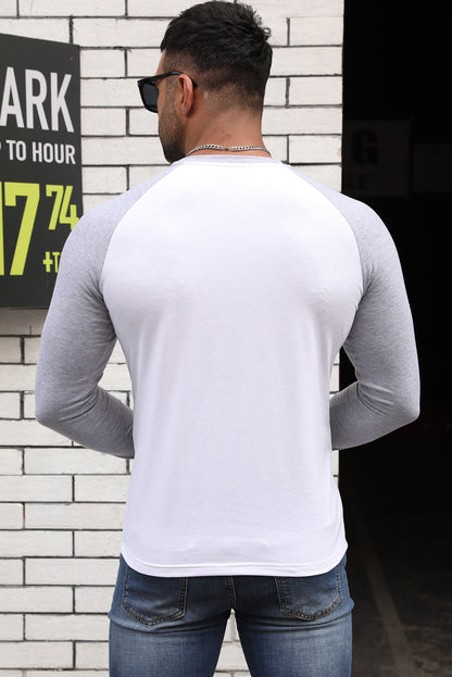 Men's Letter Skull Print Color Block Long Sleeve Top