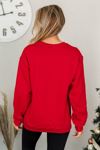 Merry Christmas Graphic Print Long Sleeve Sweatshirt