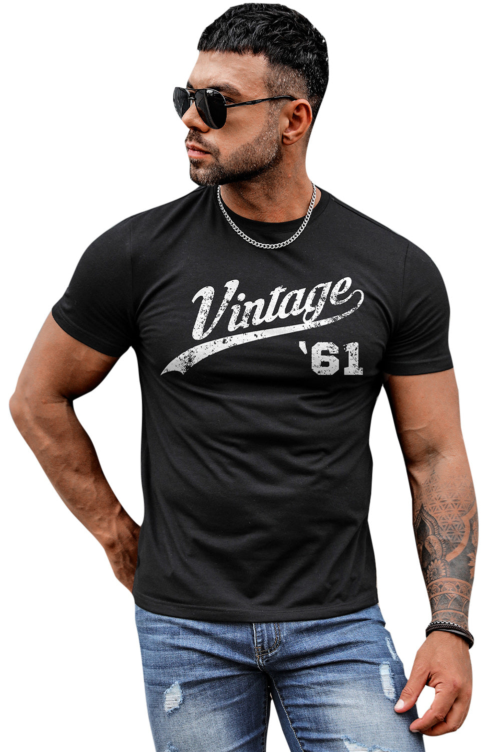 Letter Print Sheath Short Sleeve Men's T Shirt
