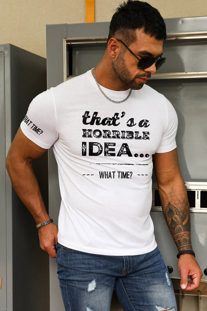 Letter Print Sheath Short Sleeve Men's T Shirt