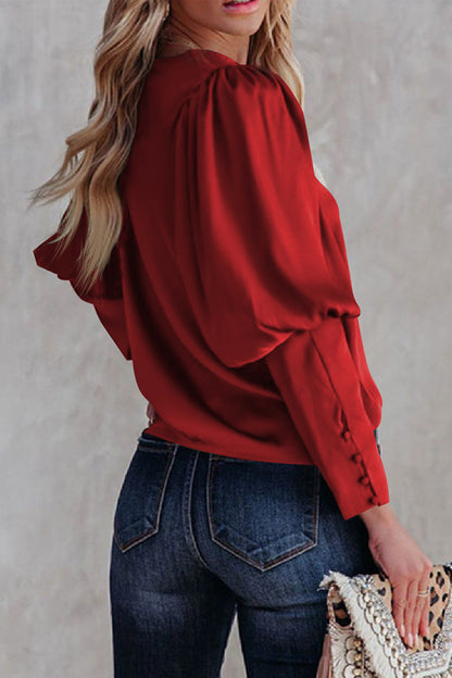 Satin Cuffed Sleeve Shirt