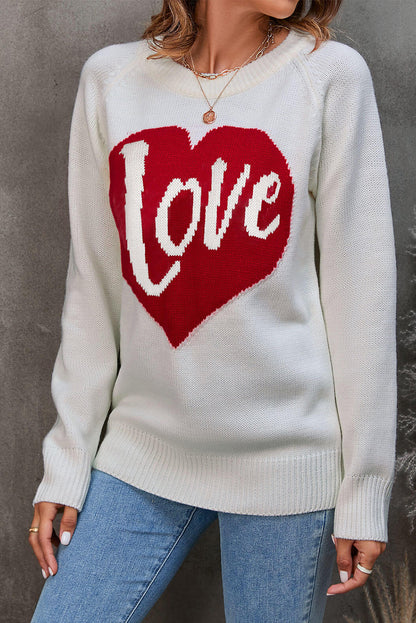 Love Heart Graphic Pattern Knit Sweater