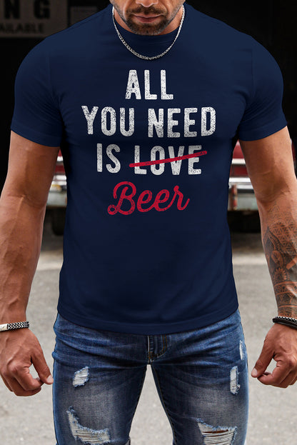 NEW YORK Letter Print Short Sleeve Men's T-shirt
