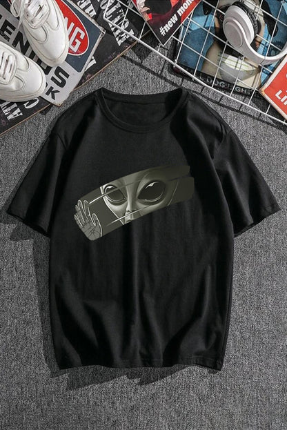 Robotic Bear Print Loose Drop Shoulder Men's T-shirt
