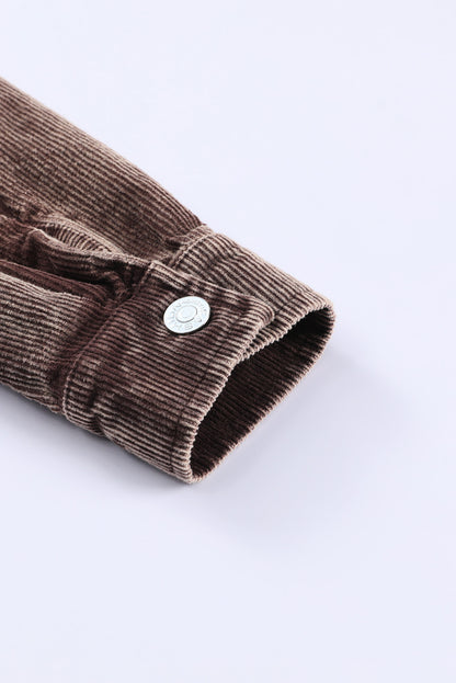 Chest Pocket Buttoned Corduroy Shacket