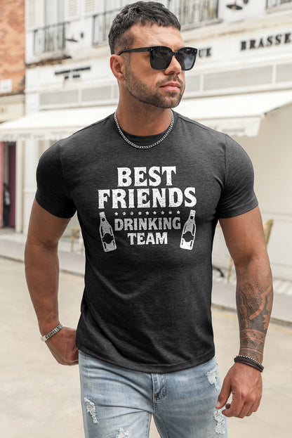 Best Friends Wine Bottle Graphic Print Short Sleeve Men's T Shirt