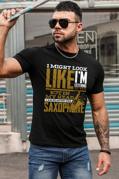 Letter Print Sheath Short Sleeve Men's T Shirt