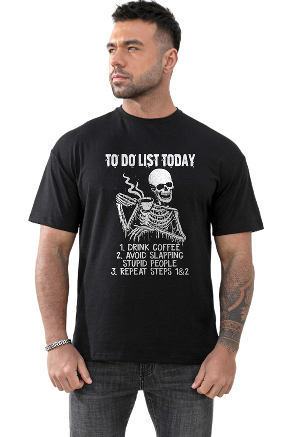 CRAYONS Letter Print O-neck Short Sleeve Men's T Shirt