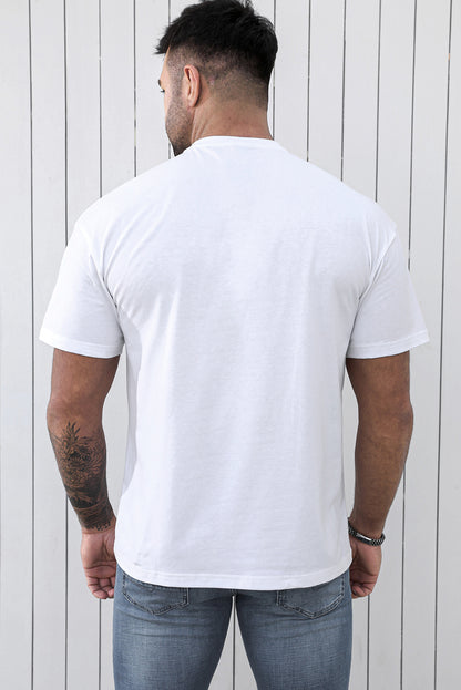 CRAYONS Letter Print O-neck Short Sleeve Men's T Shirt