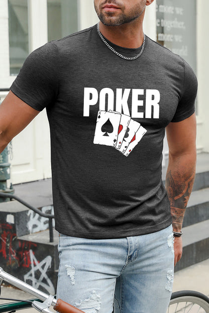 Men's Playing Cards Print Short Sleeve Graphic T-shirt