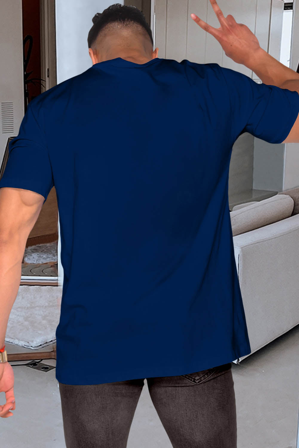 NEW YORK Letter Print Short Sleeve Men's T-shirt