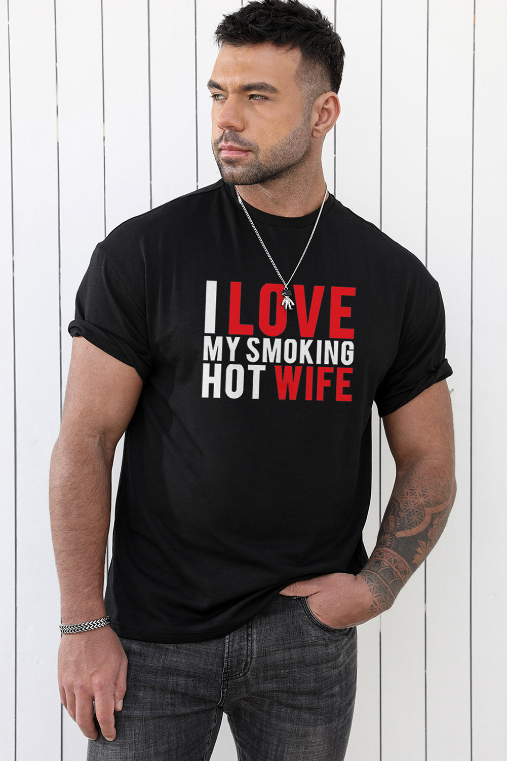CRAYONS Letter Print O-neck Short Sleeve Men's T Shirt