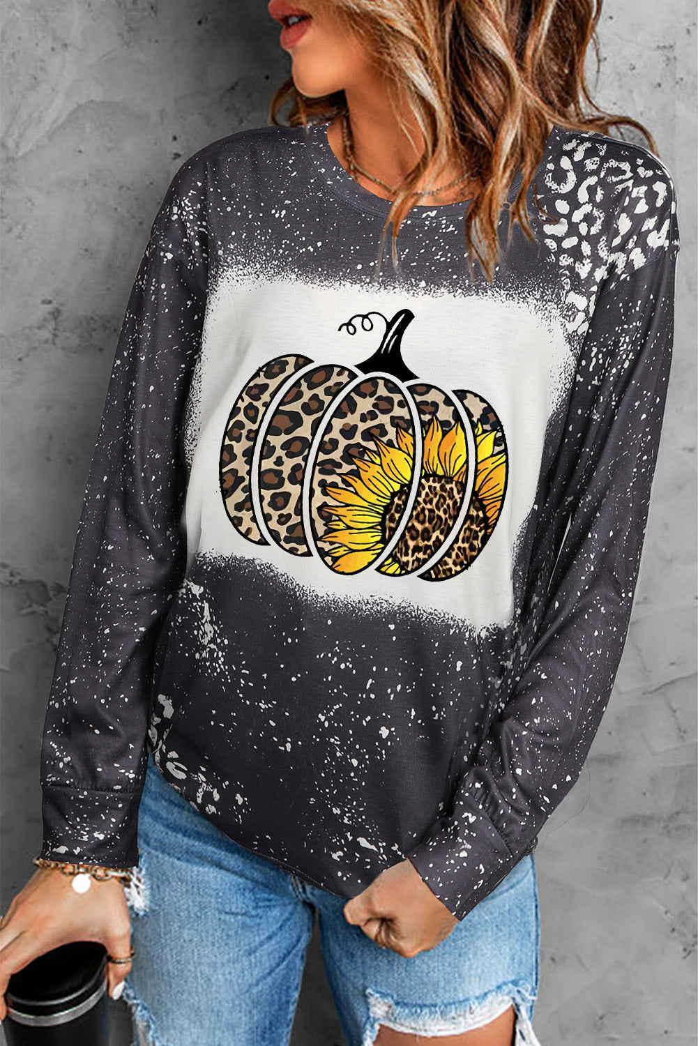 Retro Bleached Leopard Spot Pullover
