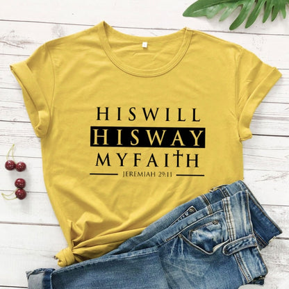 His Will His Way My Faith Jeremiah 29:11 T-shirt Unisex Scripture Christian Tshirt Casual Bible Verse Top Tee Shirt