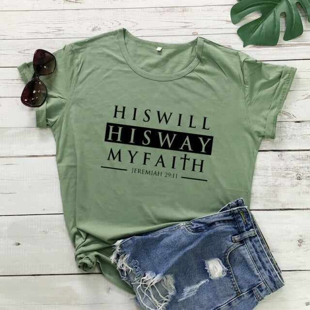 His Will His Way My Faith Jeremiah 29:11 T-shirt Unisex Scripture Christian Tshirt Casual Bible Verse Top Tee Shirt