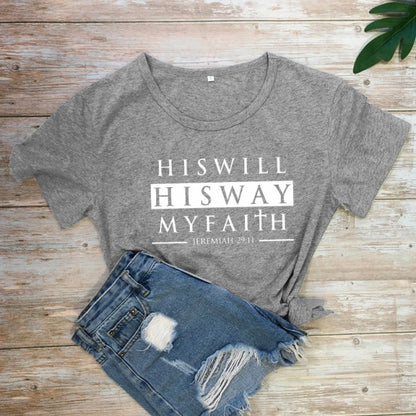 His Will His Way My Faith Jeremiah 29:11 T-shirt Unisex Scripture Christian Tshirt Casual Bible Verse Top Tee Shirt