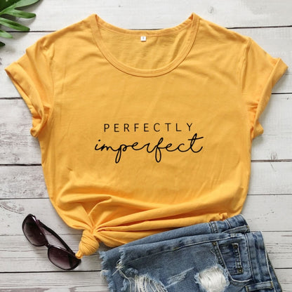 New Arrival Perfectly Imperfect 100% Cotton T-shirt Funny Empowerment Inspirational Top Tee Shirt Casual Women Christian Tshirt
